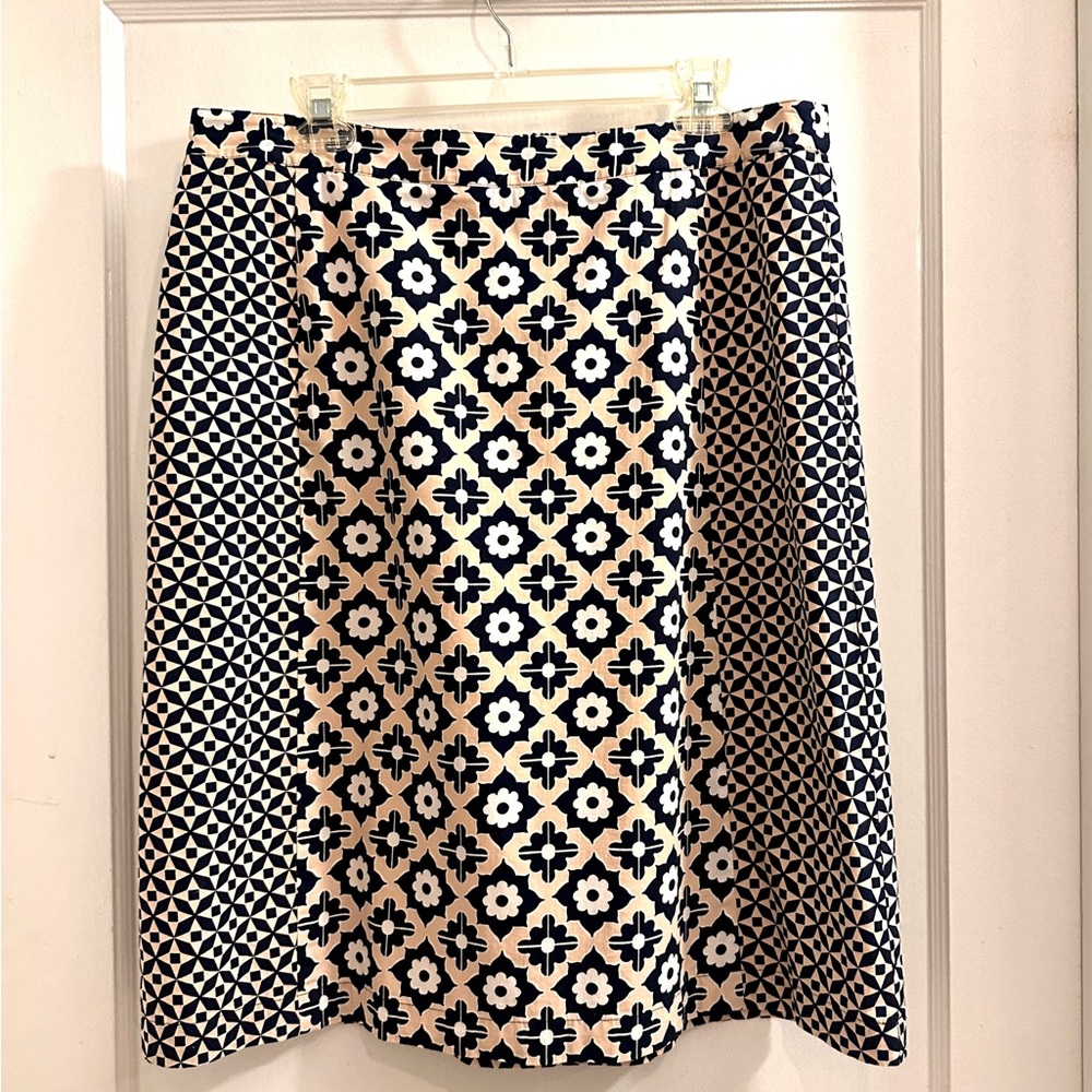 Boden Navy and Cream A-Line Skirt 12L